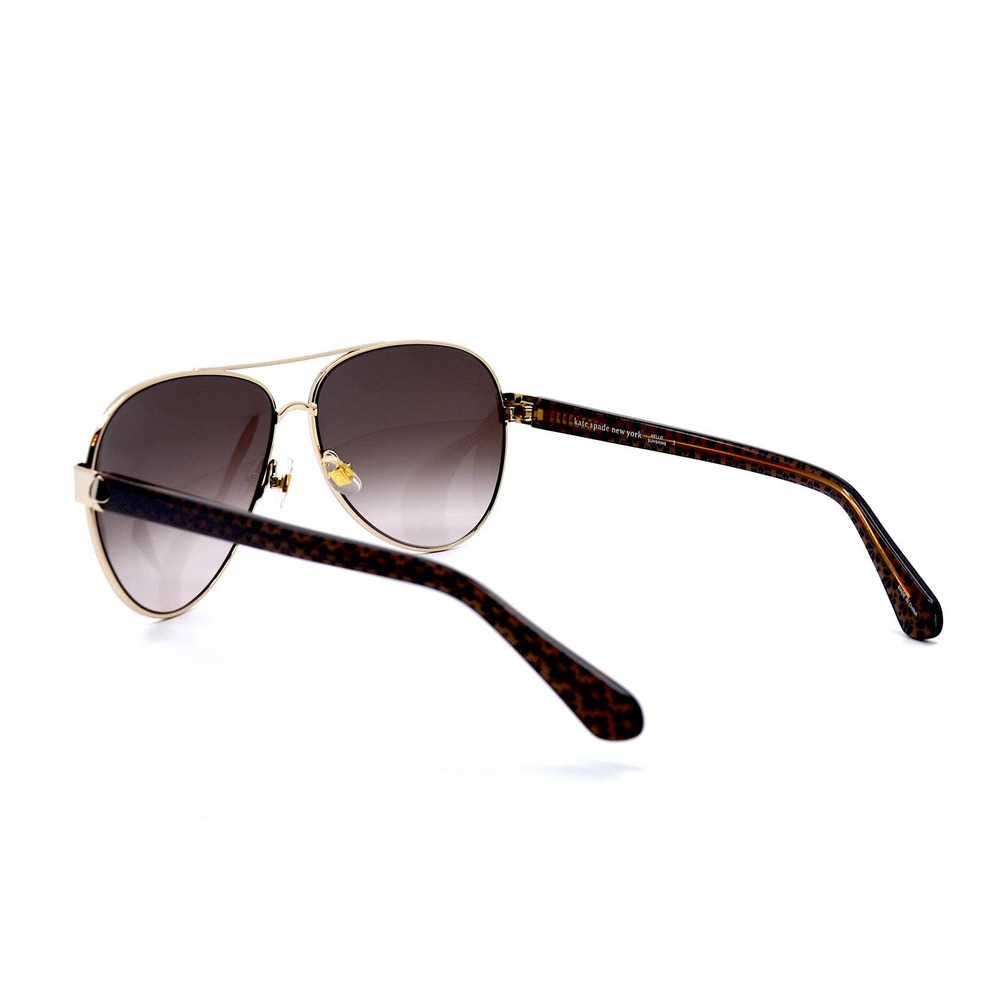 NEW KATE SPADE GENEVA/S 09Q GOLD BROWN AVIATOR WOMEN'S SUNGLASSES - Picture 6 of 14